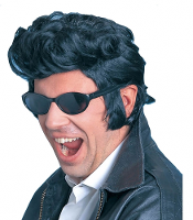 Widmann Elvis verkleed pruik   met bakkenbaarden   zwart   heren   carnaval   muzikant   popster