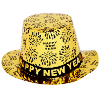 Feest hoedje Happy New Year   goud   karton   oud en nieuw party accessoires