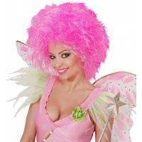Fel roze pruik met big hair