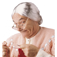 Grijze oude vrouw pruik met knot
