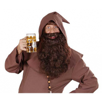 Lange bruine baard   voor volwassenen   met lange krullen   tovernaar   viking   kabouter