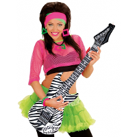 Opblaasbare gitaar muziekinstrument   zebra print   rockers   plastic   105 cm