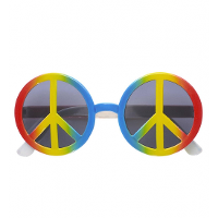Peace hippie sixties verkleed zonnebril   multicolor   kunststof   flower power   jaren 60