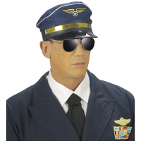 Pilotenpet   blauw   volwassenen   one size   vlieger pet   kapiteinspet   pilotenhoed