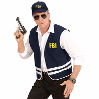 Politie FBI verkleedset   1x   zwart/wit   gilet/pet   volwassenen   Politie verkleedkleding kostuum