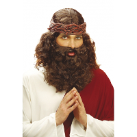 Religieuze verkleed accessoires   Jezus Christus   verkleed pruik   bruin met baard