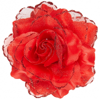 Rode roos haarbloem met glitters   Hawaii thema haarbloemen   Carnaval/verkleed artikelen