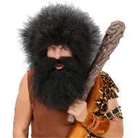 Verkleed baard holbewoner thema   zwart   Neanderthaler   voor volwassen