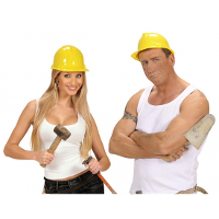 Verkleed bouwhelm   geel   pvc   bouwvakker/timmerman   voor volwassenen