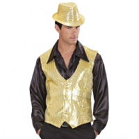 Verkleed gilet met pailletten   goud   voor heren   glamour/disco party