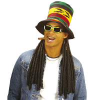 Widmann Verkleed Hoge rasta hoed met dreadlocks