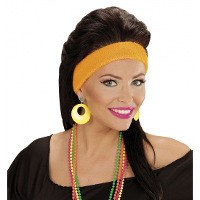 Verkleed oorbellen Retro   neon geel   met clip   Disco/jaren 70 thema accessoires