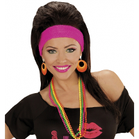 Verkleed oorbellen Retro   neon oranje   met clip   Disco/jaren 70 thema accessoires