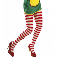 Verkleed panty   rood/wit   gestreept   voor dames   one size M/L   damespanty