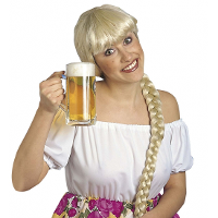 Verkleed pruik   Helga uit Beieren   blond   met pony   damespruik   bierfeest/tirolerfeest