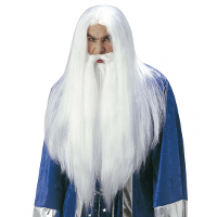 Verkleed pruik Merijn de tovenaar   wit   volwassenen   tovenaarspruik   Gandalf verkleedset