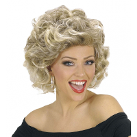 Verkleed pruik Olivia   kort model   blond   jaren 50 thema musical party