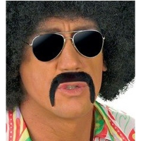 Verkleed snor Billy   zwart   jaren 60   lange snor   hippie   flower power