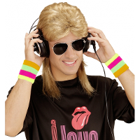Widmann Verkleed zweetbandje pols   Neon eighties kleuren   foute 80s/90s party