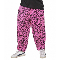 Verkleedkleding broek   baggy   roze zebraprint   heren   90s housebroek   Carnaval