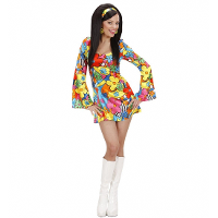 Widmann Verkleedkleding Hippie jurkje met bloemen