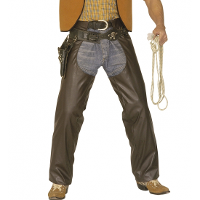 Wilde westen kostuum   Cowboy   heren verkleed kleding   Lederlook chaps   overbroek