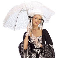 Witte kanten carnaval paraplu   dames   geschiedenis   nette dame   verkleed artikel