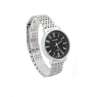 Wilon Number Fashion Silver Black Dial Stainless Steel Men Watch