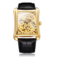 Winner Luxury Leather Golden Square Mechanical Men Watch