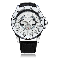 Winner Men Skeleton Leather Mechanical Watch