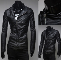 Winter Pu Leather Warm Zipper Casual Coats Motorcycle Jackets