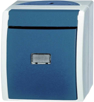 Wisselschakelaar Busch Jaeger Spatwaterdicht Ocean Opzetstuk Blauw Groen 2601/6 Wgl 53