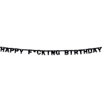 Happy Fucking Birthday letterslinger   220 cm   karton   verjaardag versiering   zwart