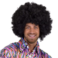 Kroeshaar Afro verkleed pruik   zwart   Disco/jaren 70/soul thema verkleed pruiken   dames/heren