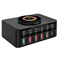 WLX 818H 65W 6 poort USB PD lader 5USB A+USB C PD QC3.0 Snelle draadloze oplader Desktop oplaadstation voor iPhone 15 14