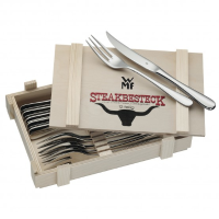WMF 12.8023.9990 Steakbestek Set van 12 stuks In houten kist Zilver 500308