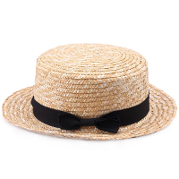 Woman Black Bowknot Ribbon Rattan Plaited Articles Straw Hat