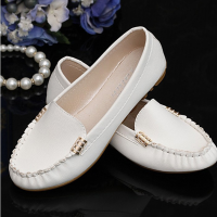 Women Artificial Leather Solid Slip On Moccasins Flats Loafer Shoes Soft Sole Flats