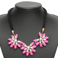 Women Crystal Flower Chunky Choker Statement Necklace Jewelry