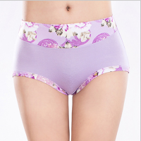 Women Elastic Soft Comfy Breathable Modal Floral Printed Waist Briefs Panties Underwear