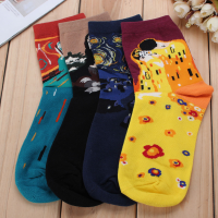 Women Girl Cotton Abstractionism Painting Art Cartoon Cute Socks Hosiery Stocking