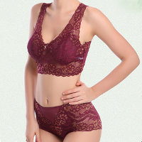 Women Lace Bra Sets Seamless Breathable No Rims Soft Yoga Sleeping Sexy Vest Undies With Panties