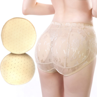 Women Padded Butt Mid Waist Panties Seamless Breathable Enhancer Shaper Fake Ass Hips Up Underwear
