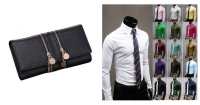 Women Pu Leather Double Zipper Long Clutch Purse Wallet Card Holder