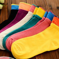 Women's Candy Color Flanging Dot Socks Knitted Cotton Socks