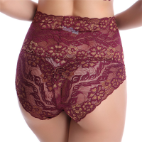 Women Sexy Embroidered Full Lace Overlays High Waist Panties Underwear