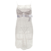 Women Sexy Straps Perspective Lace White Nightwear Dress Babydoll Underwear Sleepwear