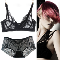 Women Ultra Thin Sexy Plus Size Push Up Breathable Deep V Bra Sets
