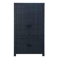 WOOOD dichte kast Benson   matzwart   200x115x37 cm   Leen Bakker