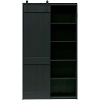 WOOOD schuifdeurkast Derby   zwart   200x115x40 cm   Leen Bakker